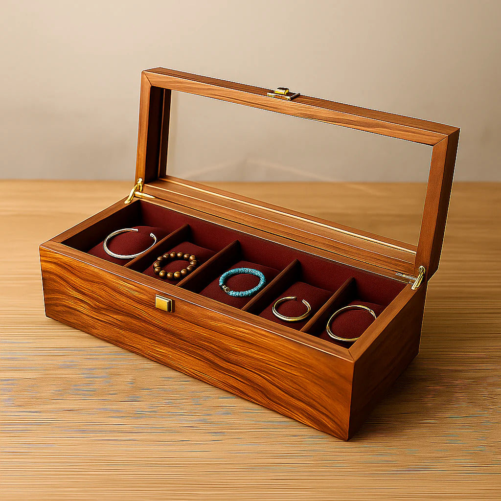 5-Slot Wooden Watch Box – Luxury Watch Storage & Travel Case