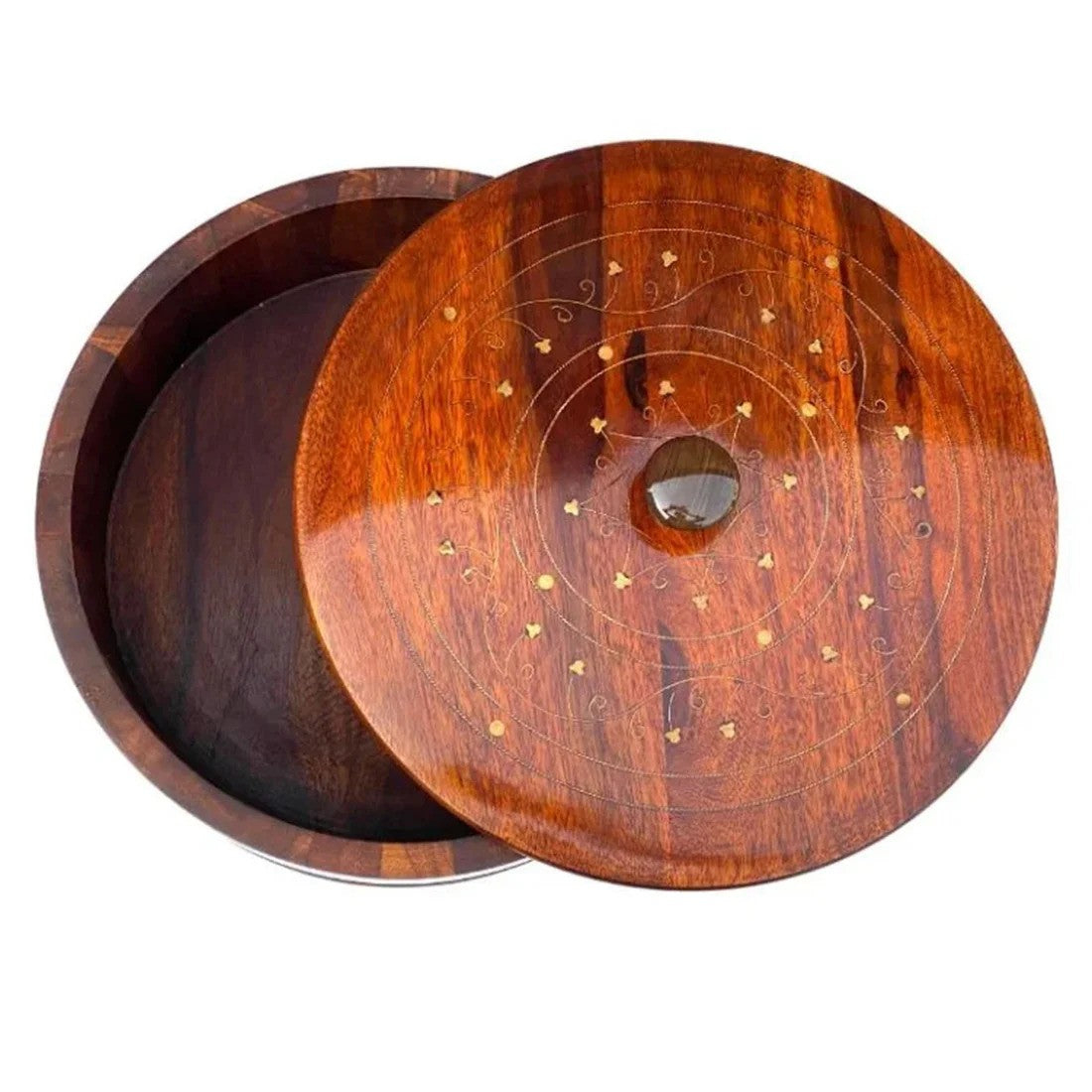 Wooden Hotpot with Brass Work – Traditional Handcrafted Roti & Food Warmer