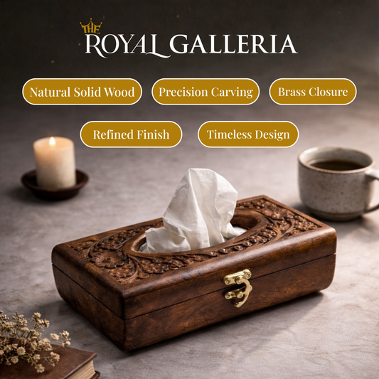 Wooden Tissue Box – Hand Carved Sheesham Wood Tissue Holder for Home & Office