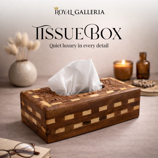 Handcrafted Wooden Tissue Box – Intricately Carved Sheesham Wood Tissue Holder for Home Decor